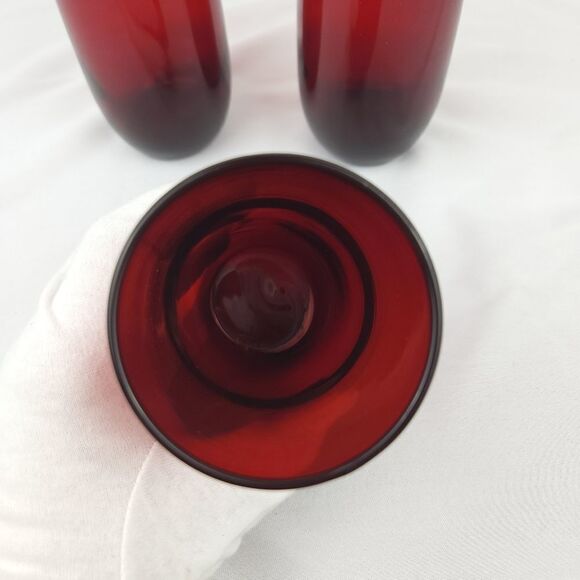 Vintage Anchor Hocking Royal Ruby Red Depression Glass Drinking Tumbler Set of 3 - Picture 4 of 8